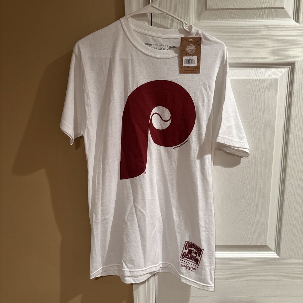 Philadelphia Phillies Retro Logo Mitchell & Ness Men’s Medium Tshirt NWT White
